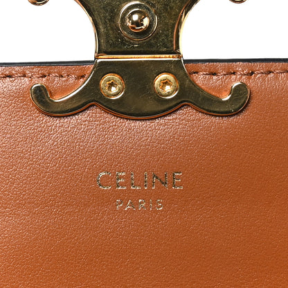 Celine Triomphe Canvas Calfskin Flap Card Holder Tan 6 of 9