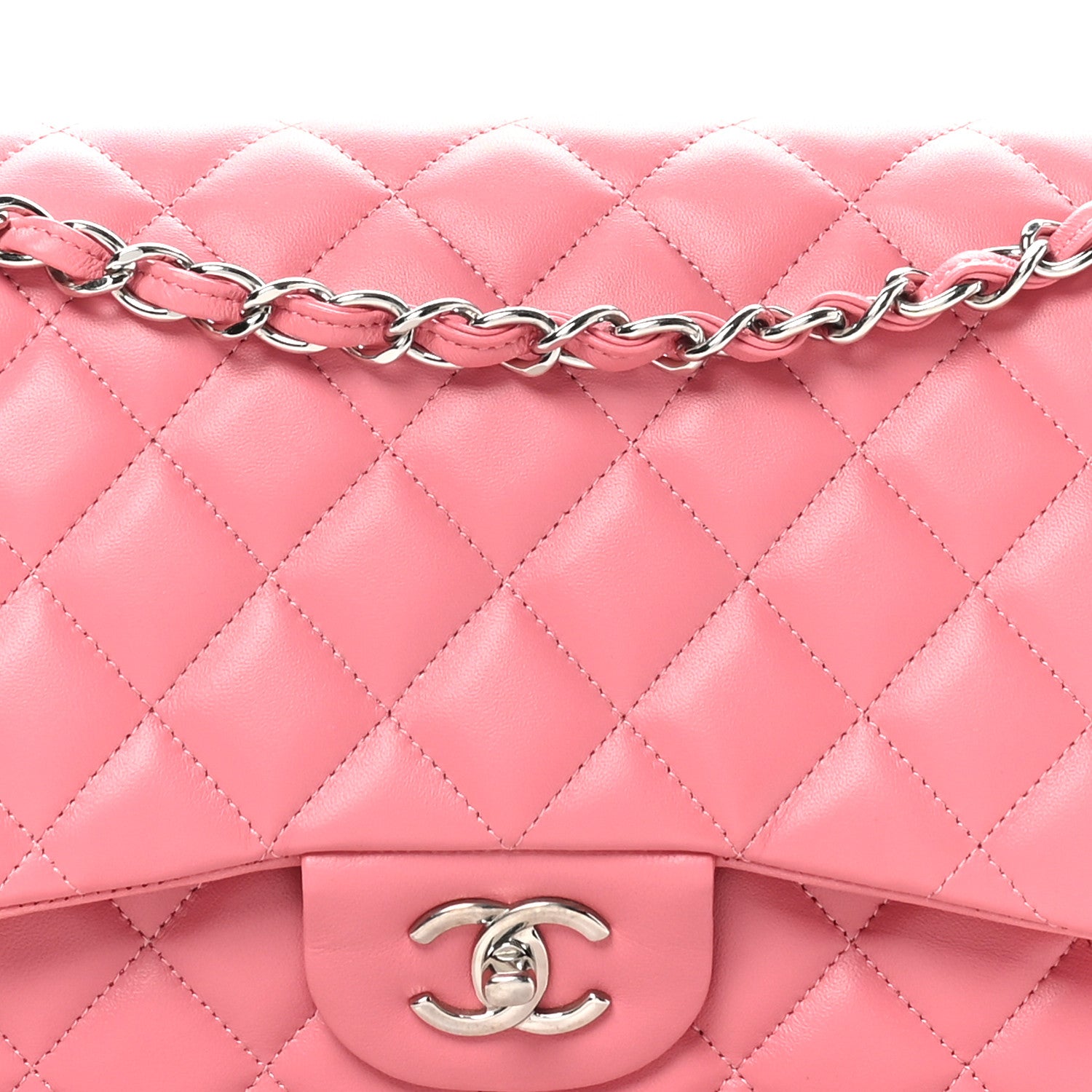 Chanel Lambskin Quilted Jumbo Double Flap Pink 8 of 10