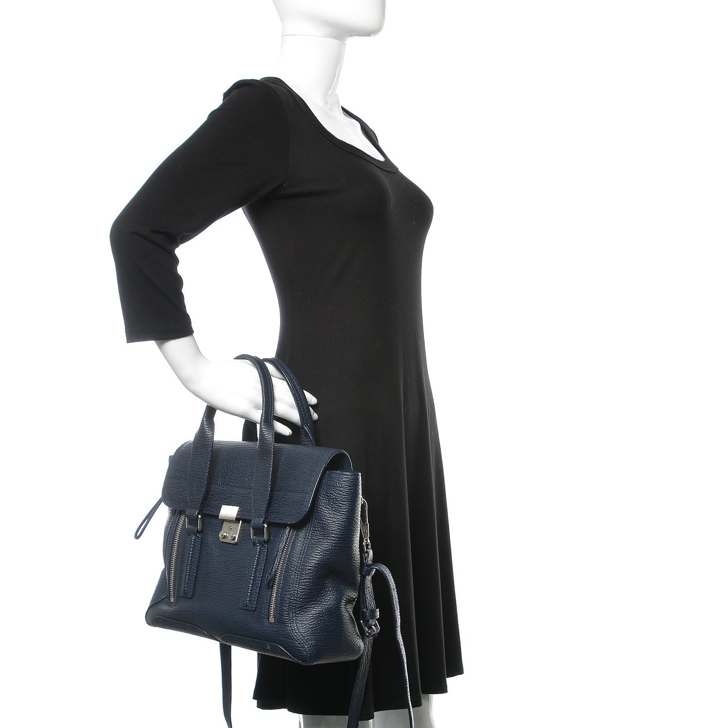 3.1 Textured Calfskin Medium Pashli Satchel Ink