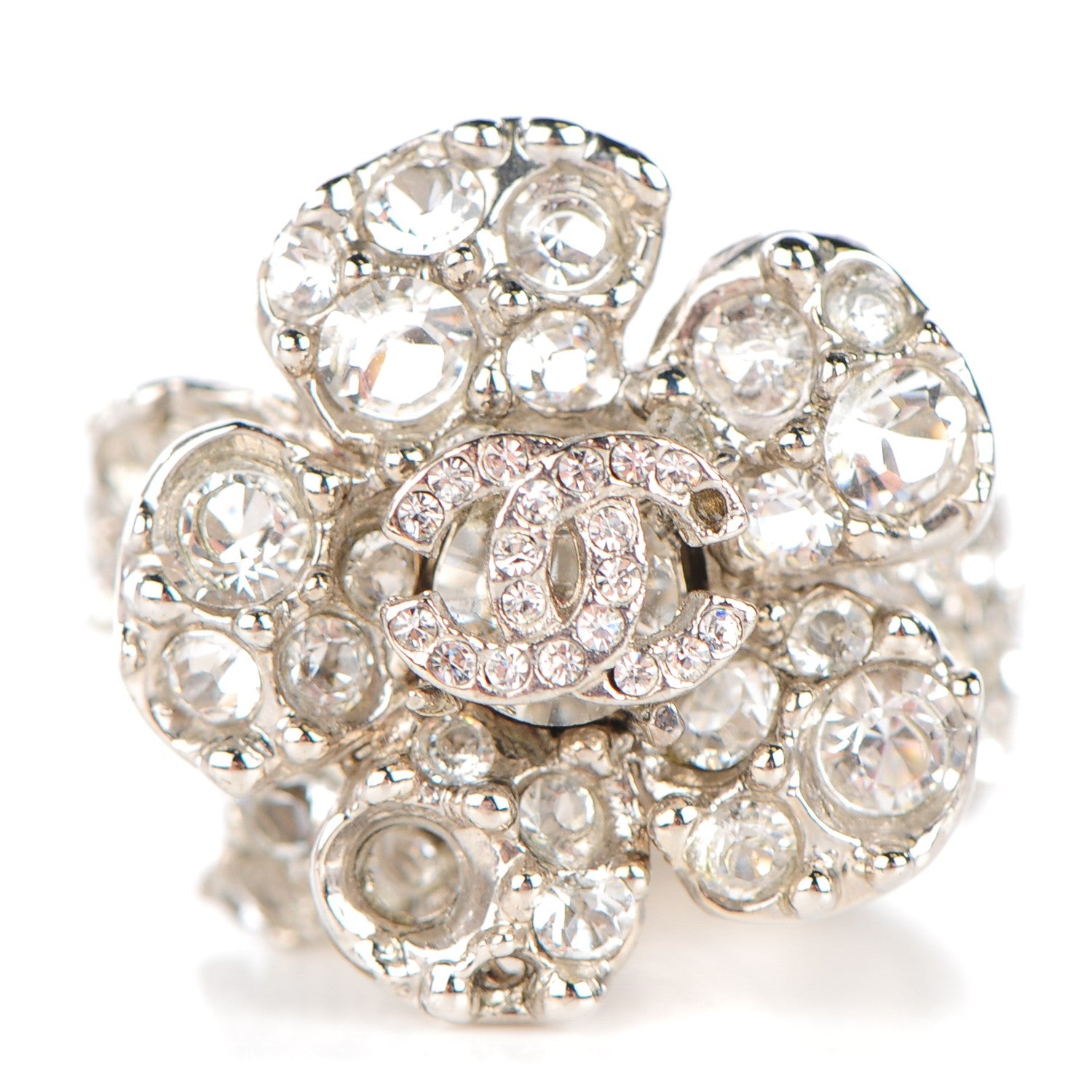 Chanel Swarovski Crystal Camellia Ring 6.5 1 of 5