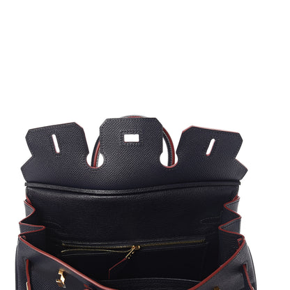 Hermes Epsom Contour Birkin 25 Bleu Indigo Rouge H 27 of 34