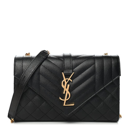 Saint Laurent Grain De Poudre Textured Mixed Matelasse Triquilt Small Monogram Satchel Black 1 of 8