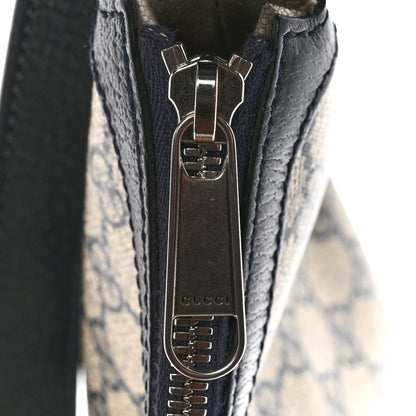 Gucci GG Supreme Monogram Textured Dollar Calfskin Web Small Ophidia Half Moon Hobo Beige Blue 11 of 12