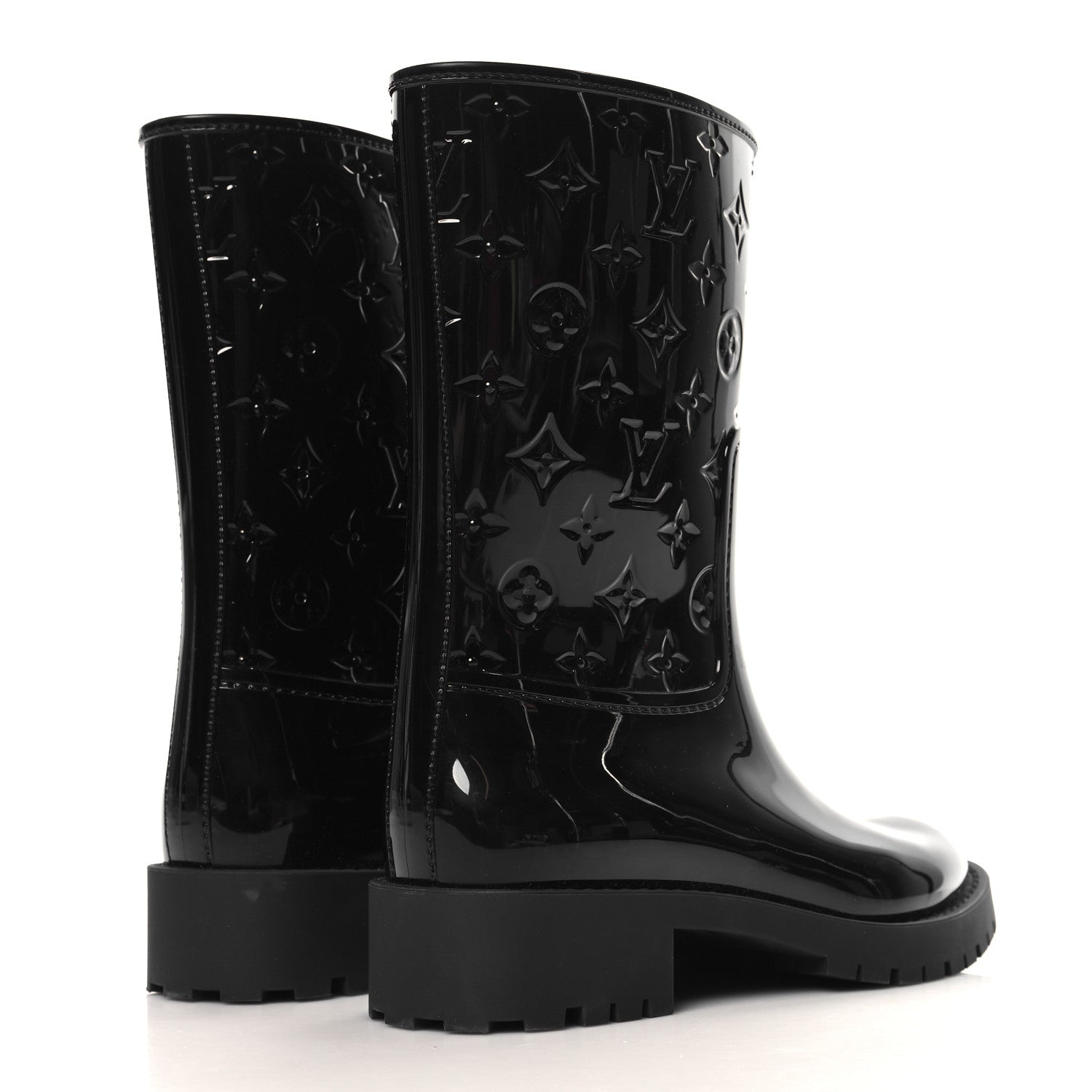 Louis Vuitton Rubber Embossed Monogram Splash Rain Short Boots 36 Black 5 of 8