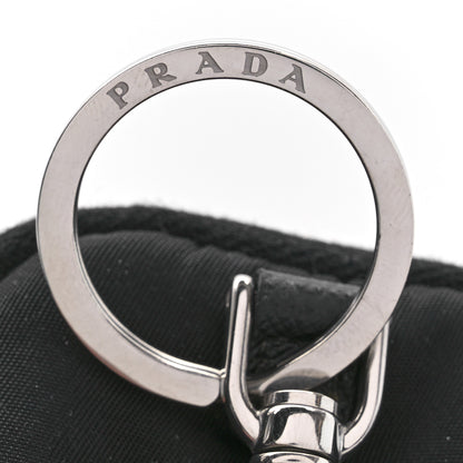 Prada Re-Nylon Pocket Metal Triangle Logo Padded Mini Key Chain Pouch Black 7 of 7