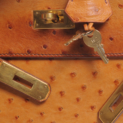Hermes Ostrich Kelly Retourne 32 Gold 6 of 12