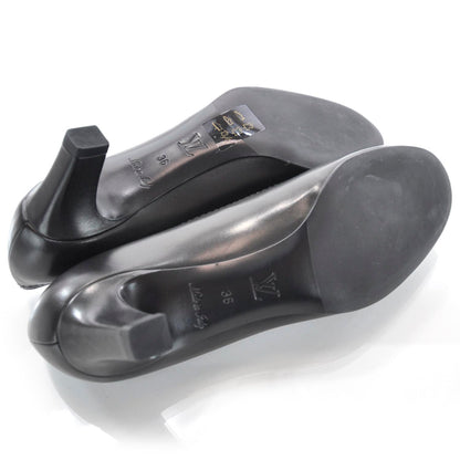 Louis Vuitton Leather Bow Heels 36 Black 6 of 8