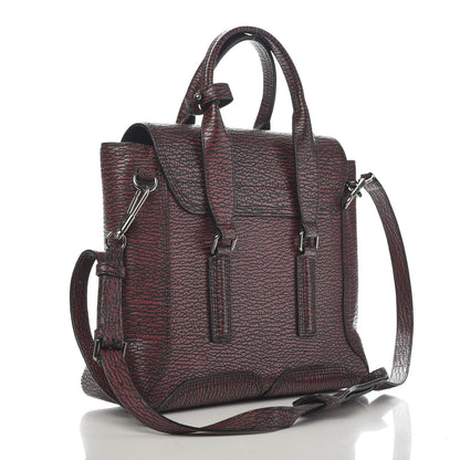 3.1 Phillip Lim 3.1 Textured Calfskin Medium Pashli Satchel Black Red 3 of 9