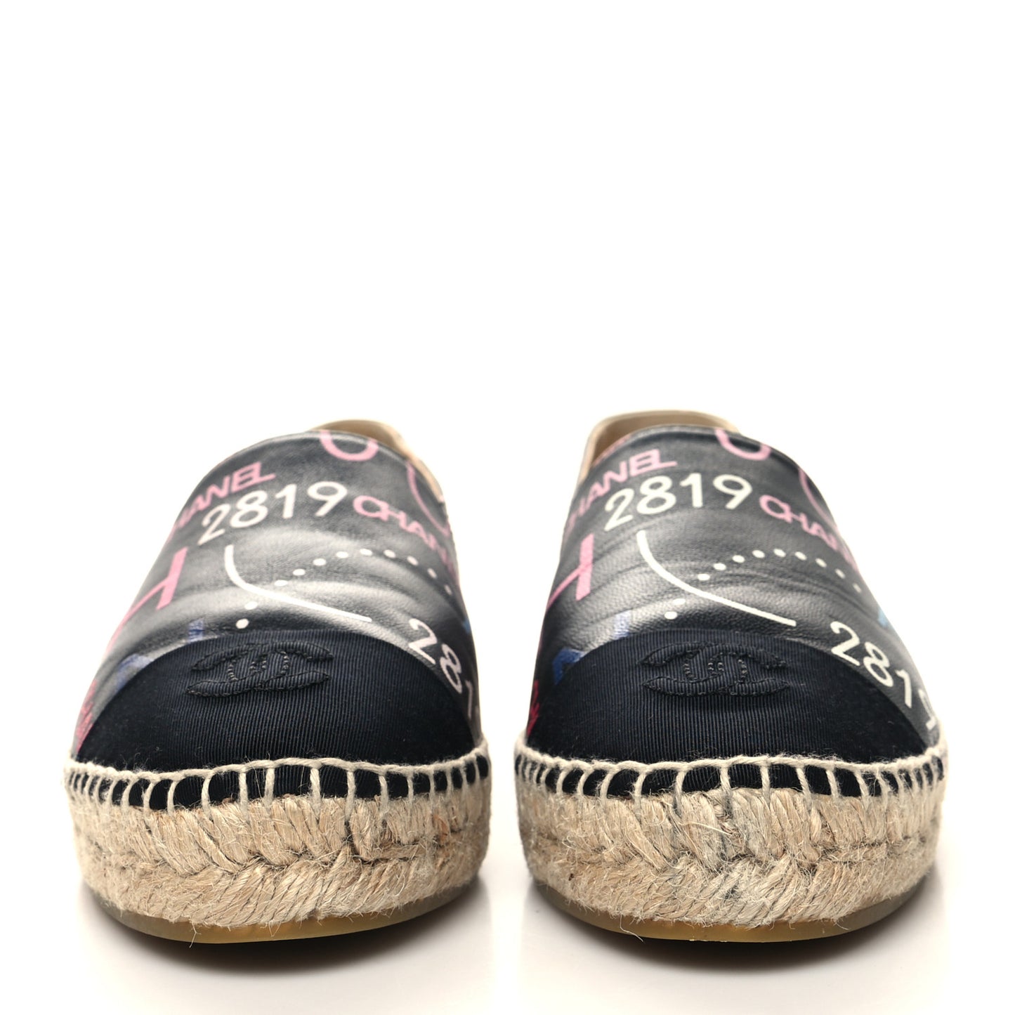Lambskin Grosgrain Printed Espadrilles 38 Multicolor Black