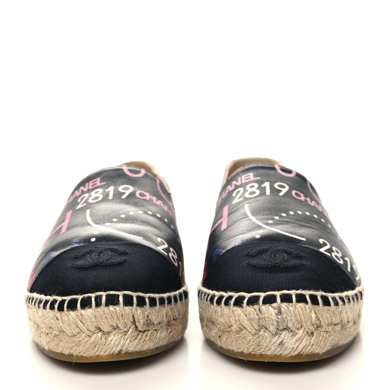 Chanel Lambskin Grosgrain Printed Espadrilles 38 Multicolor Black 2 of 10