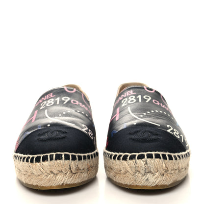 Chanel Lambskin Grosgrain Printed Espadrilles 38 Multicolor Black 2 of 10