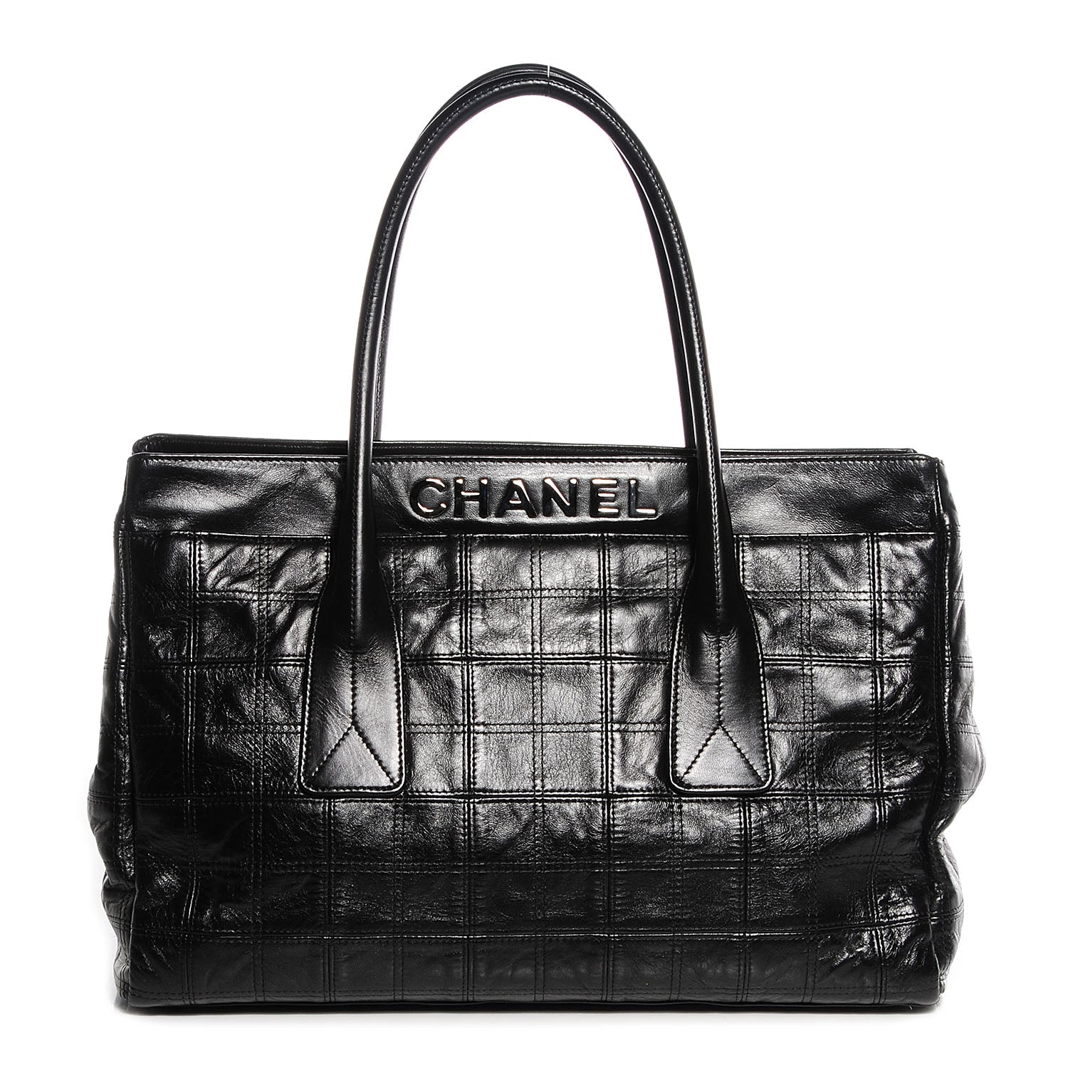 Chanel Lambskin Square Stitched Lax Shopping Tote Black 1 of 7
