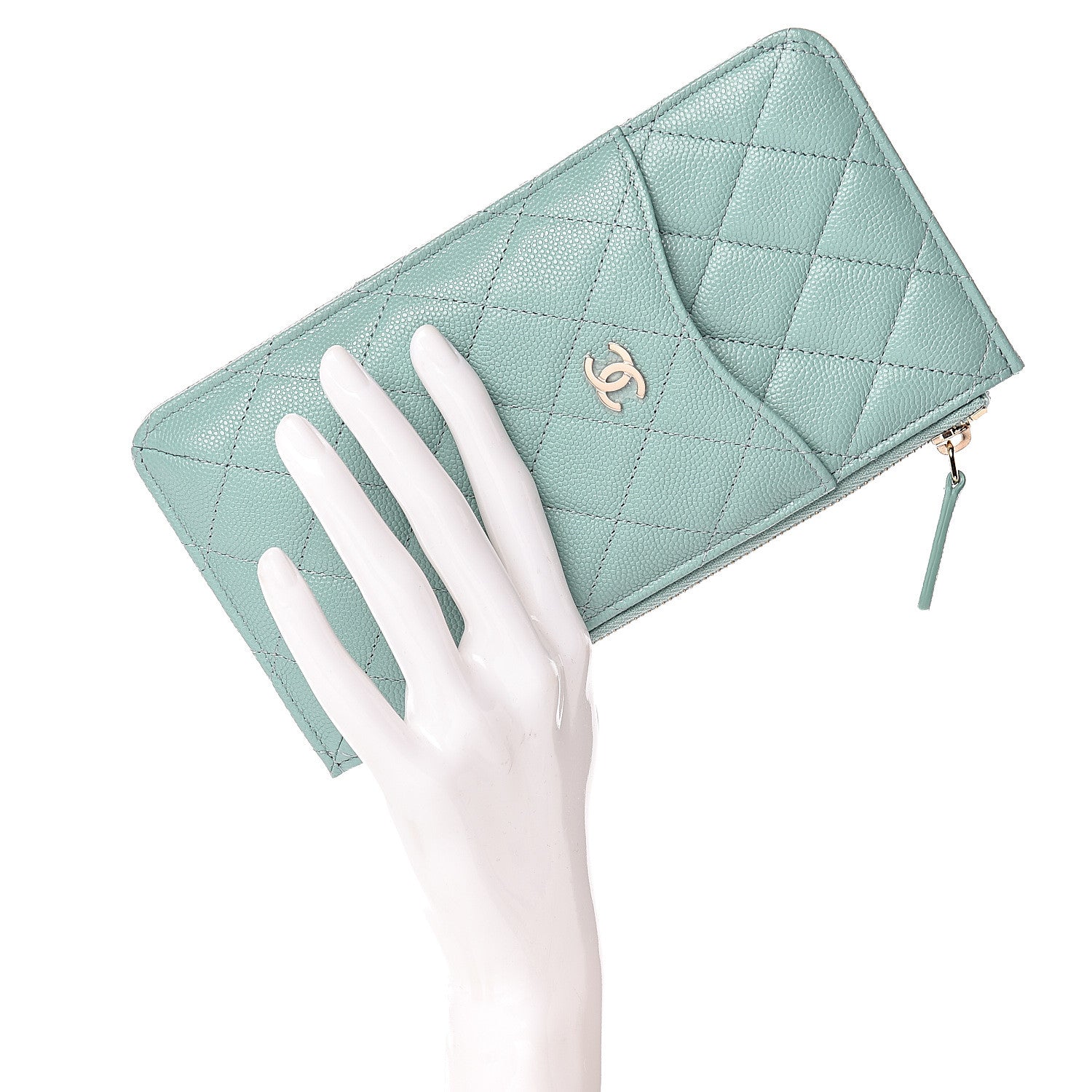 Chanel Caviar Quilted Classic iPhone Pouch Green 2 of 8