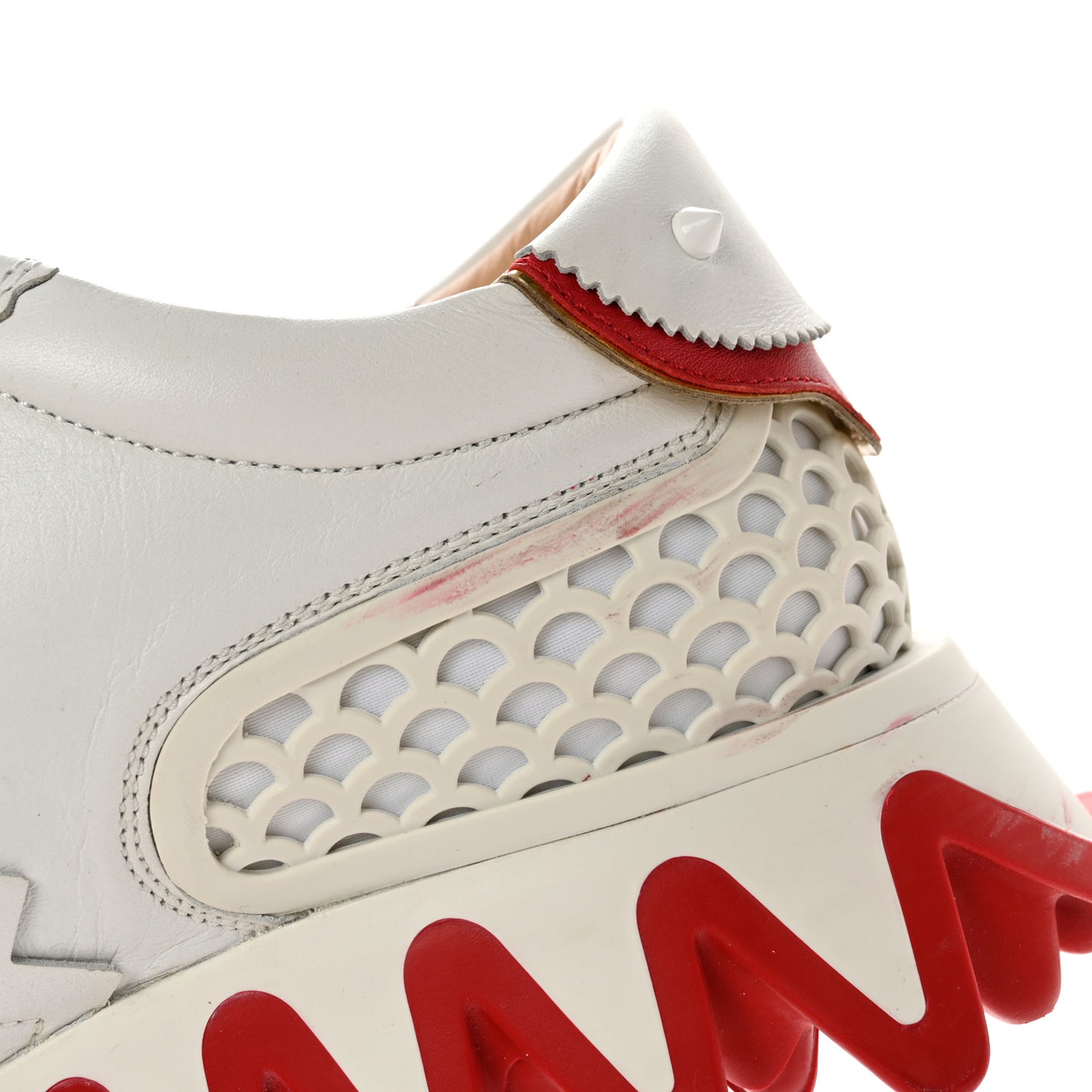 Calfskin Neoprene Womens Loubishark Sneakers 40.5 White