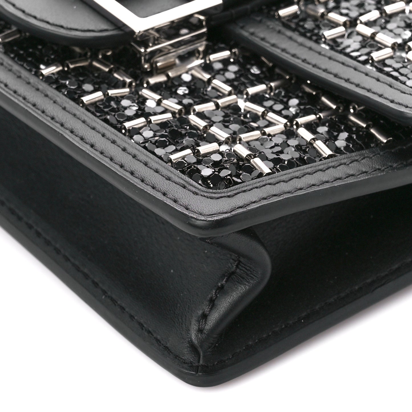 Tweed Sequin Dauphine Minaudiere Black