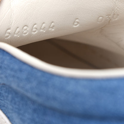 Gucci Kura Denim Logo Embroidered Mens Slip On Sneakers 6 Blue 8 of 9