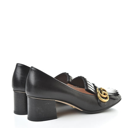 Gucci Malaga Kid GG Marmont Fringe 50mm Loafer Pumps 38 Black 4 of 12