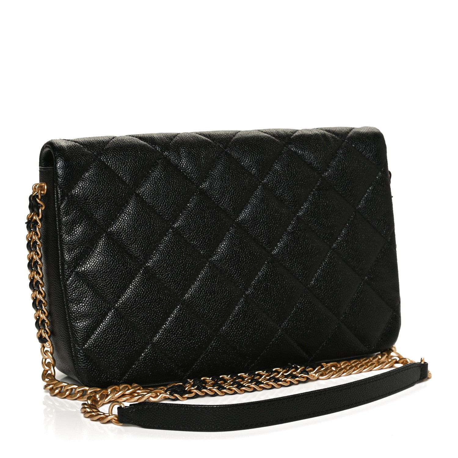 Chanel Shiny Caviar Quilted Large Chain Melody Flap Black 3 of 11