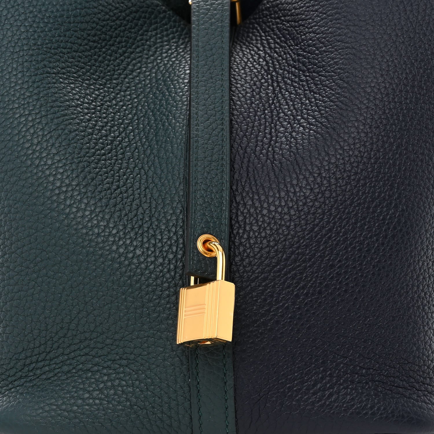 Hermes Taurillon Clemence Casaque Picotin Lock 22 MM Vert Cypres Bleu Nuit Black 8 of 12