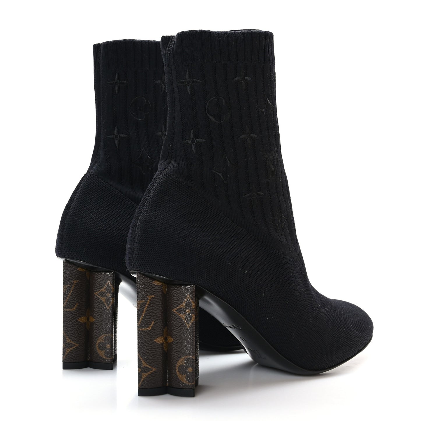 Monogram Stretch Fabric Silhouette Ankle Boots 41 Black