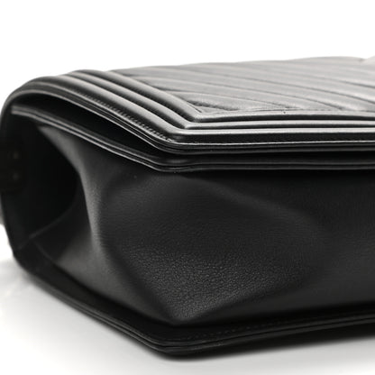 Chanel Calfskin Chevron Quilted New Medium Boy Flap Black 9 of 11