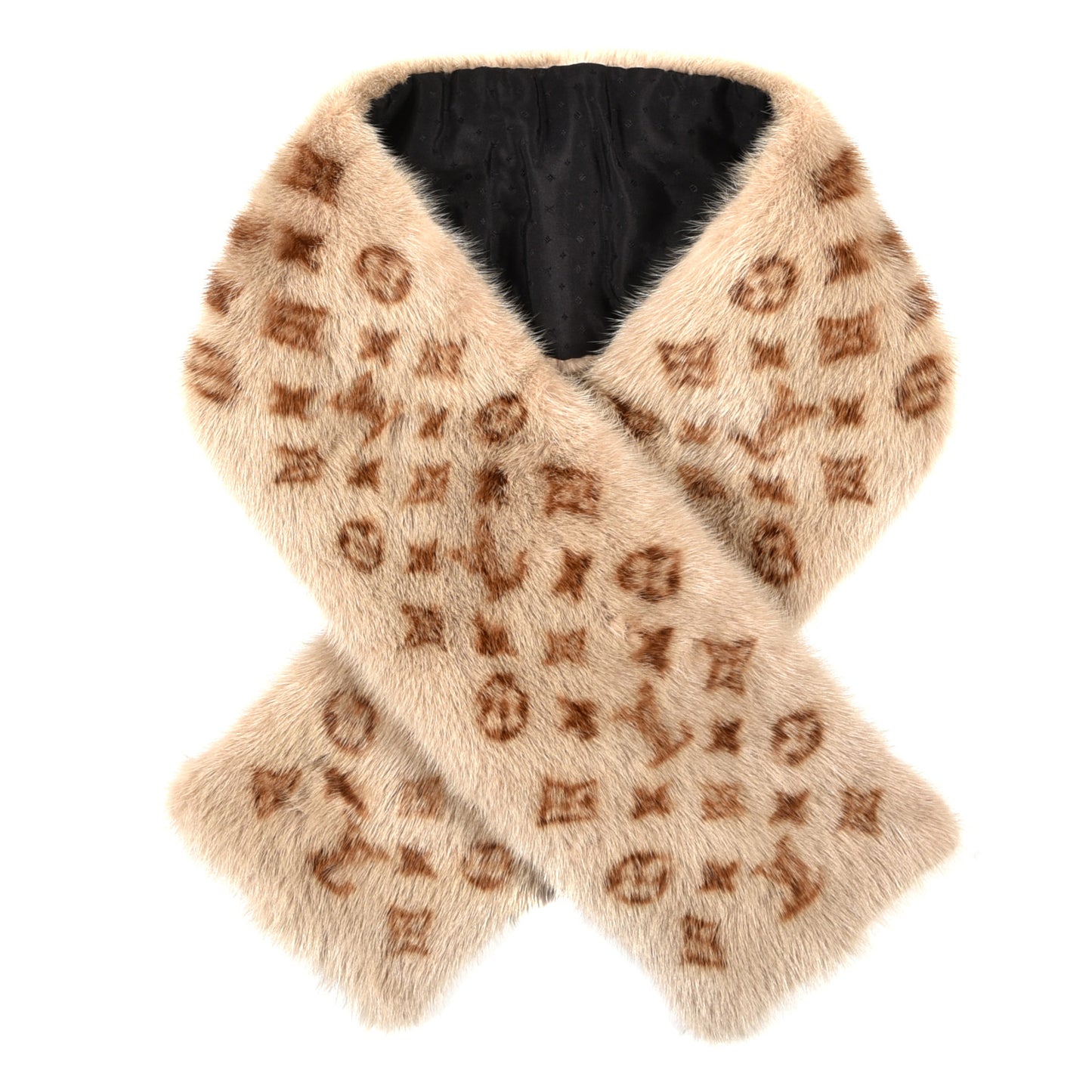 Monogram Mink Fur Stole Beige