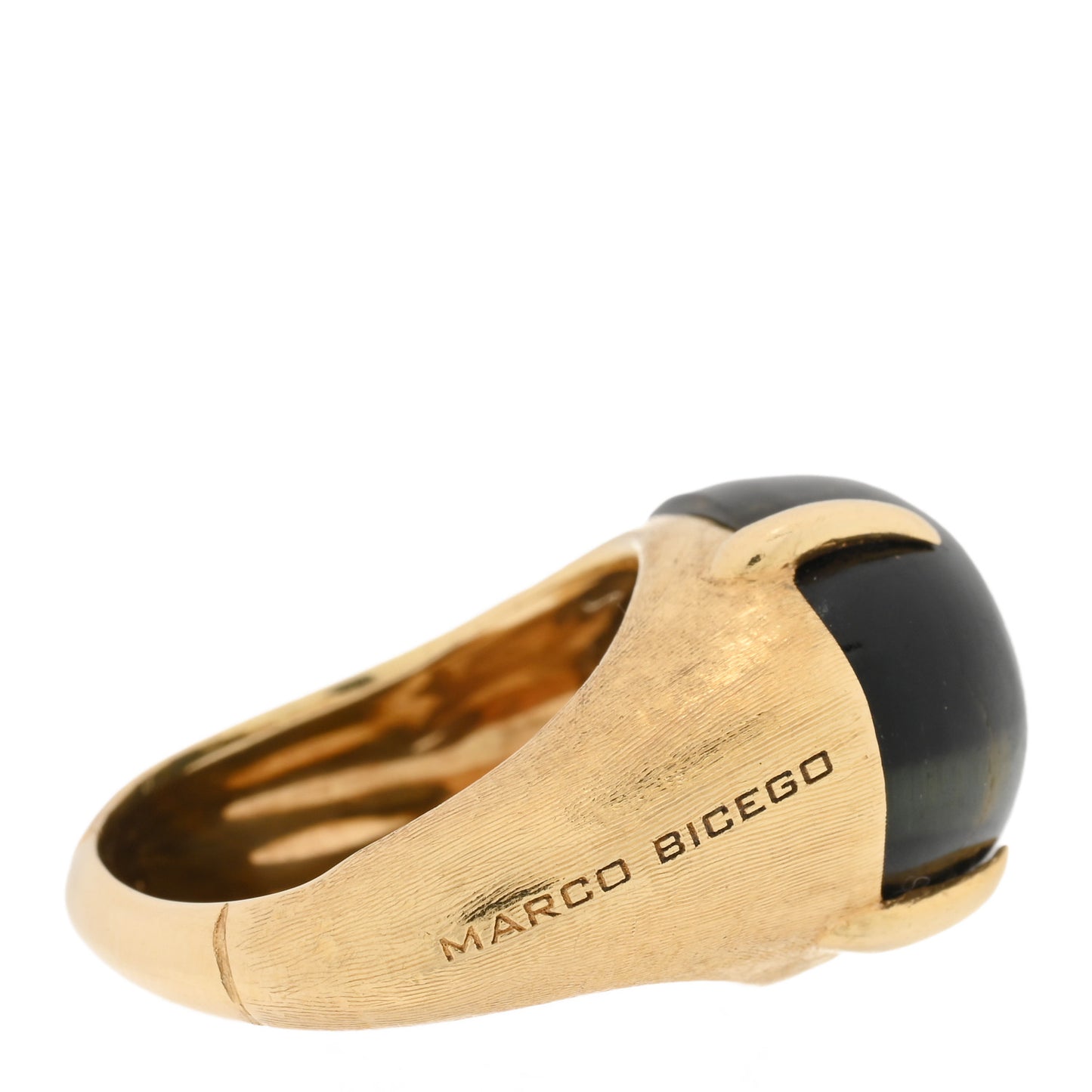 18K Yellow Gold Tigers Eye Cocktail Ring 52 6