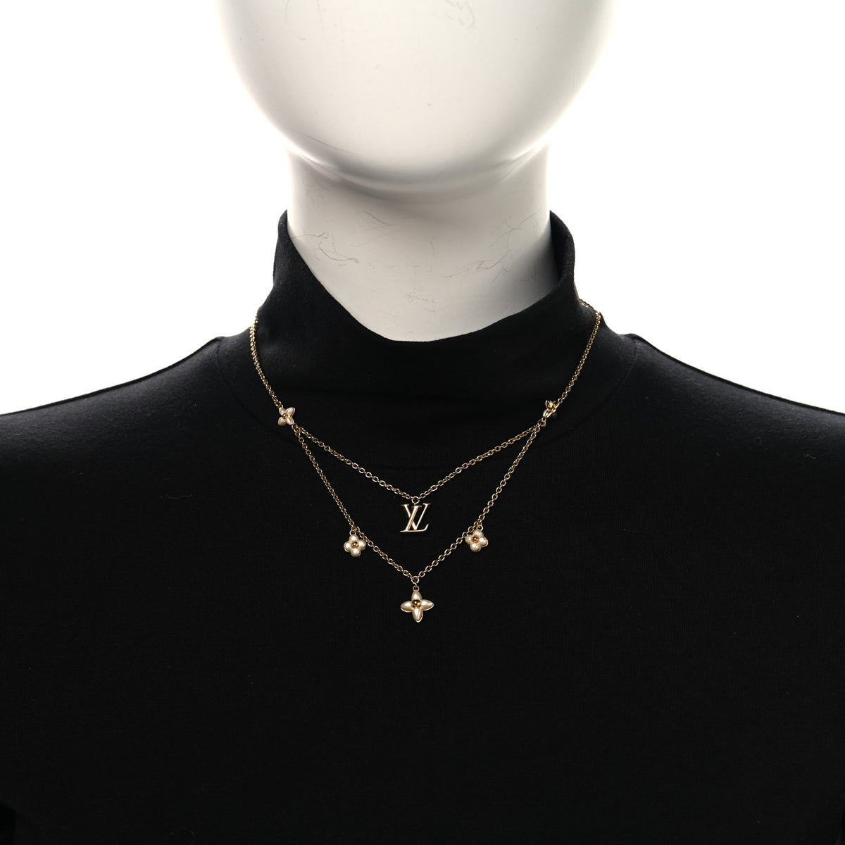 Louis Vuitton Pearl LV Floragram Necklace Gold 2 of 6