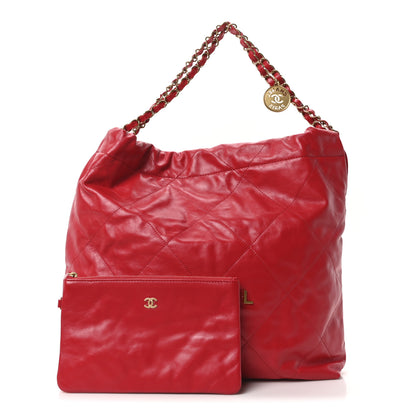 Chanel Shiny Calfskin Quilted Chanel 22 Red 3 of 11