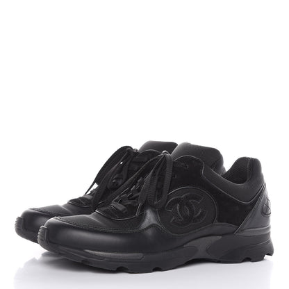 Chanel Toile Suede Calfskin CC Sneakers 39 Black 3 of 11