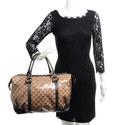 Gucci Crystal Monogram Large Horsebit Nail Boston Brown 2 of 8