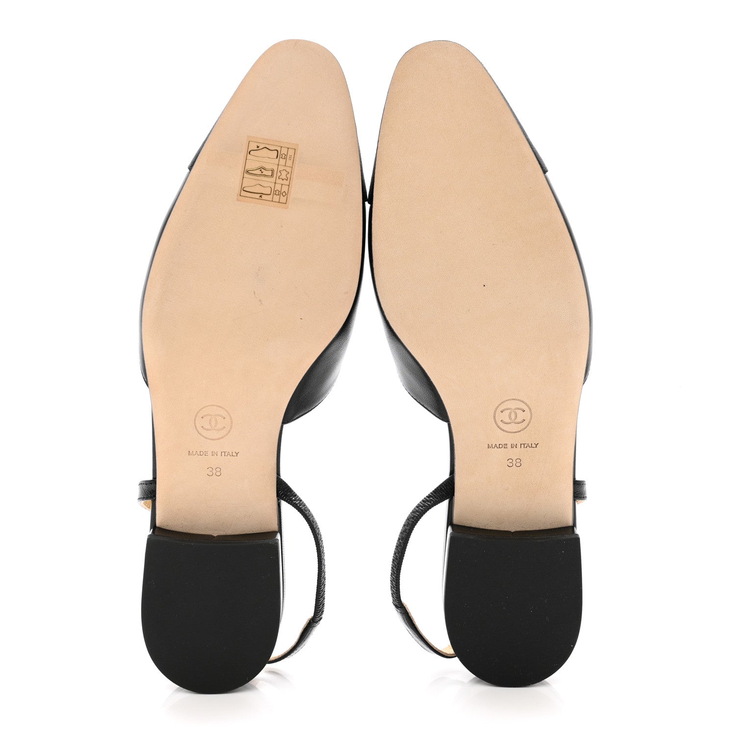 Chanel Lambskin Cap Toe CC Slingback Sandals 38 Black 5 of 9