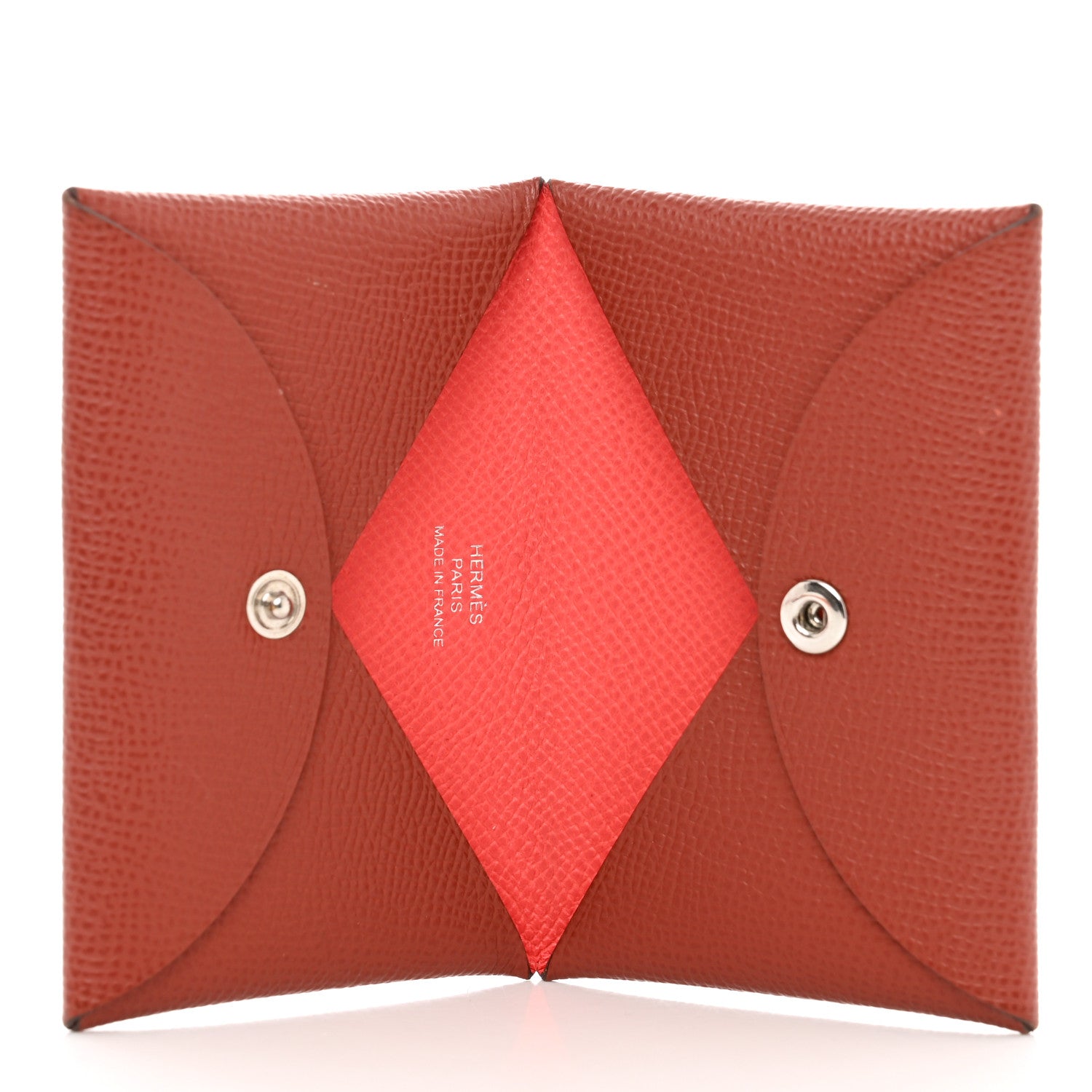 Hermes Epsom Verso Calvi Card Case Rouge Venetian Rose Texas 5 of 10