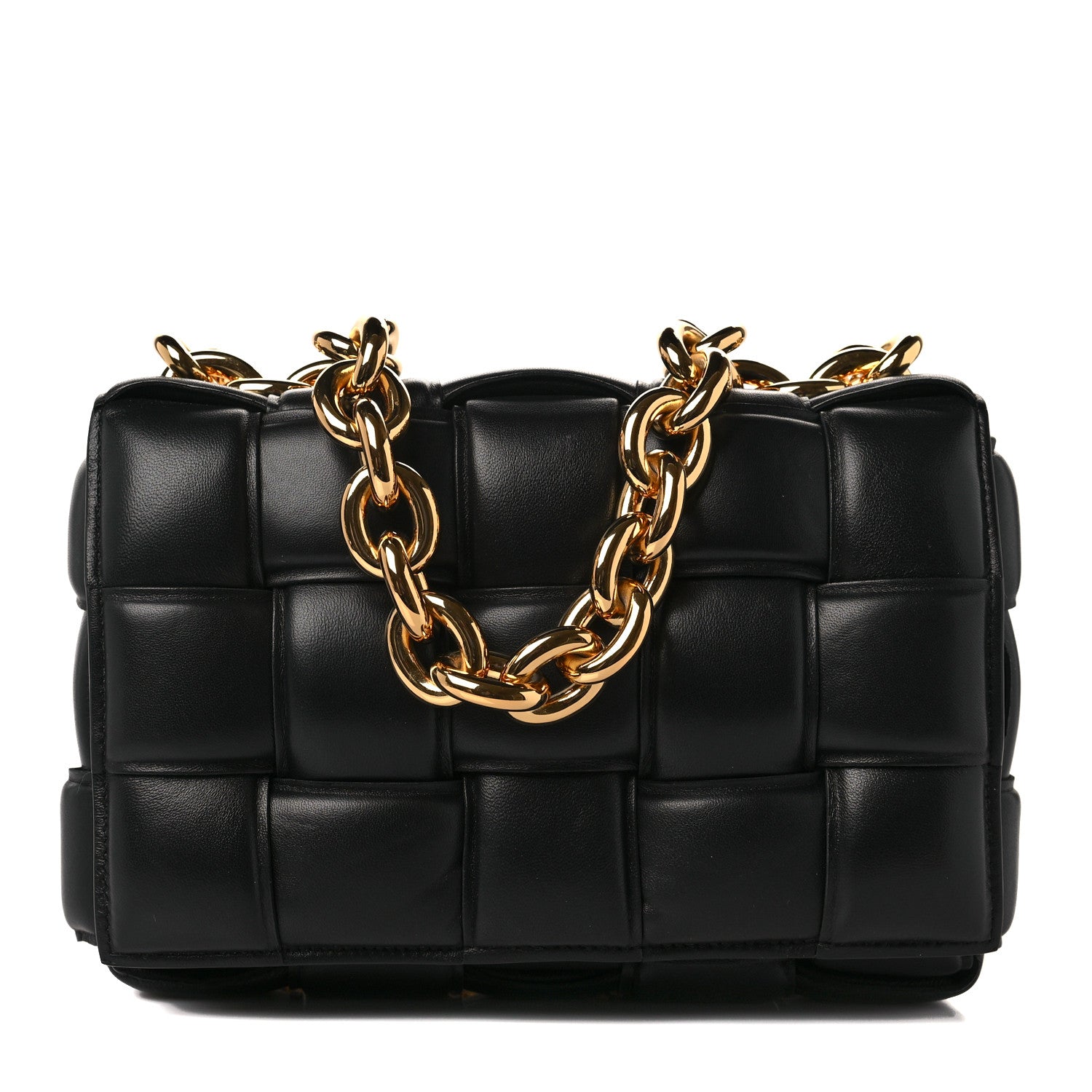 Bottega Veneta Lambskin Maxi Intreccio Padded Chain Cassette Crossbody Bag Black 1 of 8