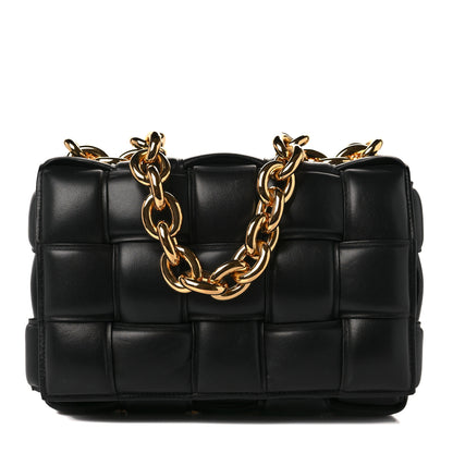 Bottega Veneta Lambskin Maxi Intreccio Padded Chain Cassette Crossbody Bag Black 1 of 8
