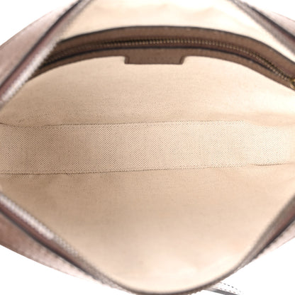 Gucci GG Supreme Monogram Textured Dollar Calfskin Web Ophidia Wristlet Shoulder Bag Beige Ebony New Acero 5 of 9