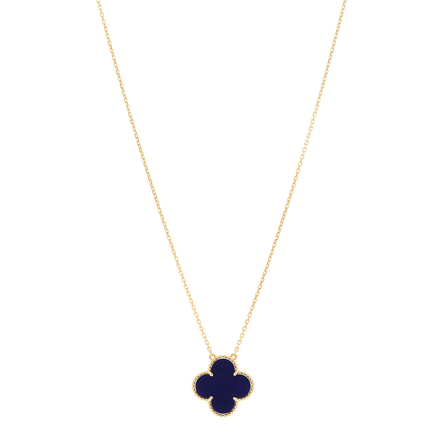 Van Cleef & Arpels 18K Yellow Gold Blue Sevres Porcelain Magic Alhambra Vendome Necklace 1 of 5