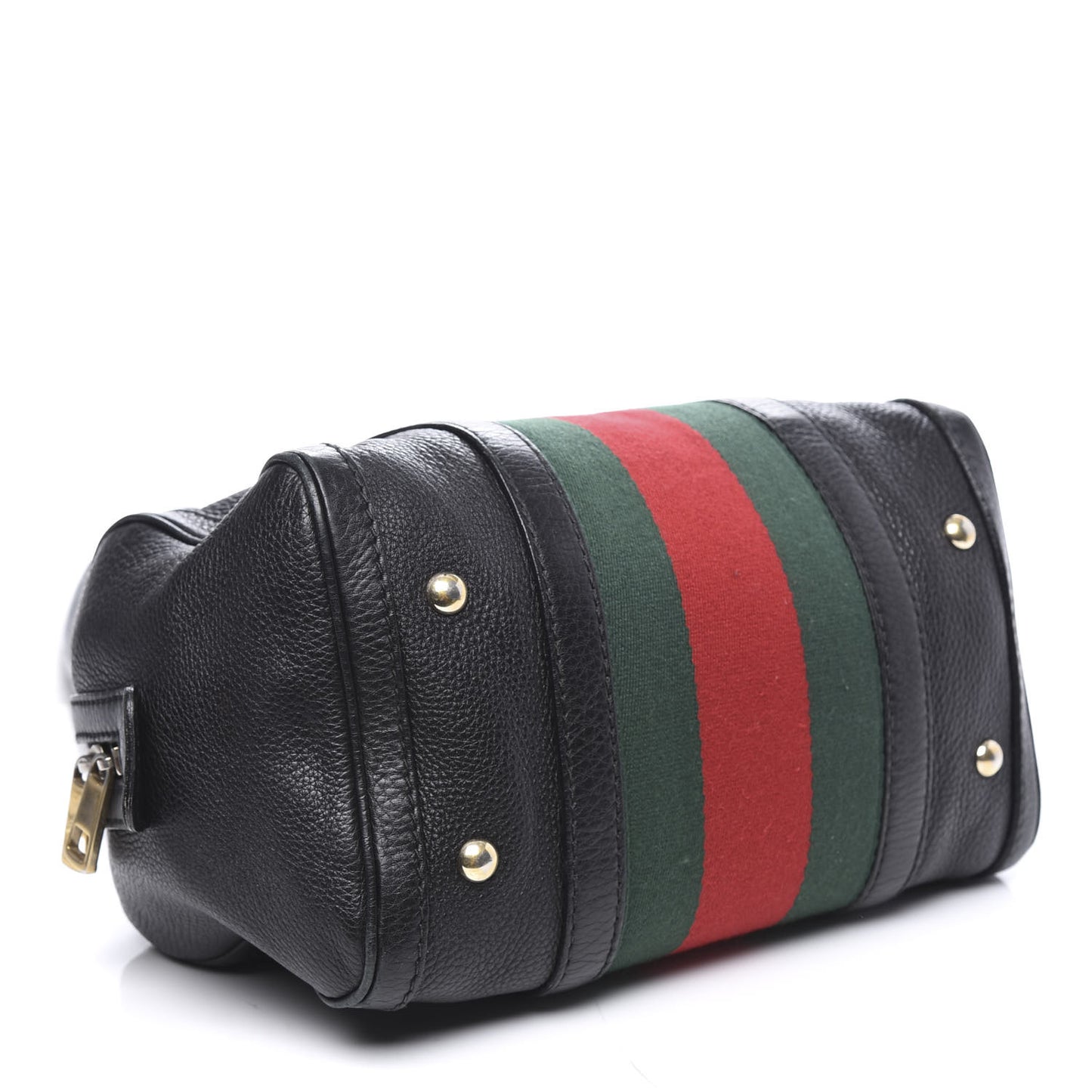 Calfskin Vintage Web Small Boston Black