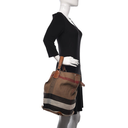 Burberry Canvas Mega Check Medium Ashby Hobo Saddle Brown 2 of 18