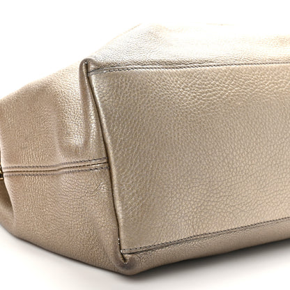 Gucci Metallic Pebbled Calfskin Medium Soho Chain Shoulder Bag Golden Beige 9 of 12
