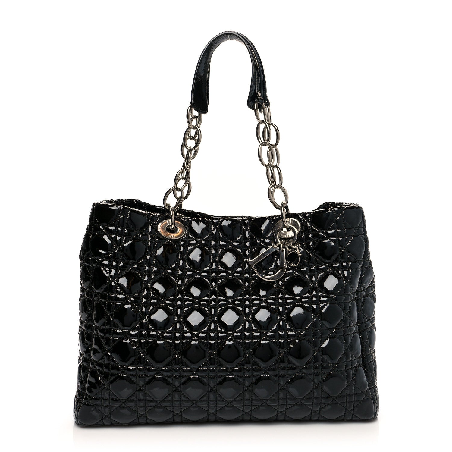 Christian Dior Patent Cannage Dior Soft Shopping Tote Black 1 of 10