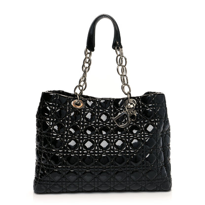 Christian Dior Patent Cannage Dior Soft Shopping Tote Black 1 of 10