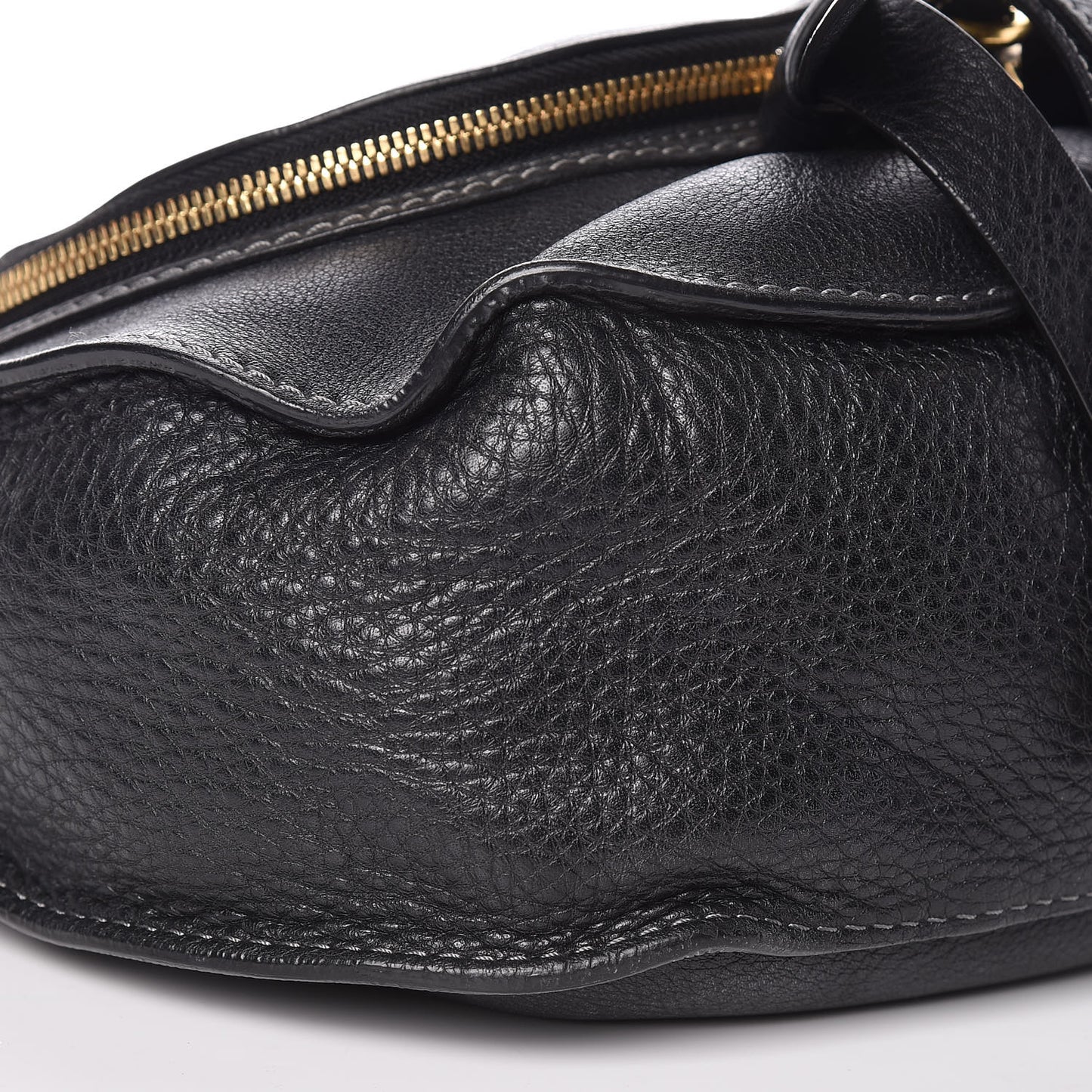 Calfskin Medium Marcie Round Zip Crossbody Bag Black