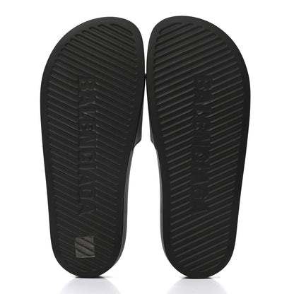 Balenciaga Rubber Womens Logo Pool Slide Sandals 40 Black White 5 of 8