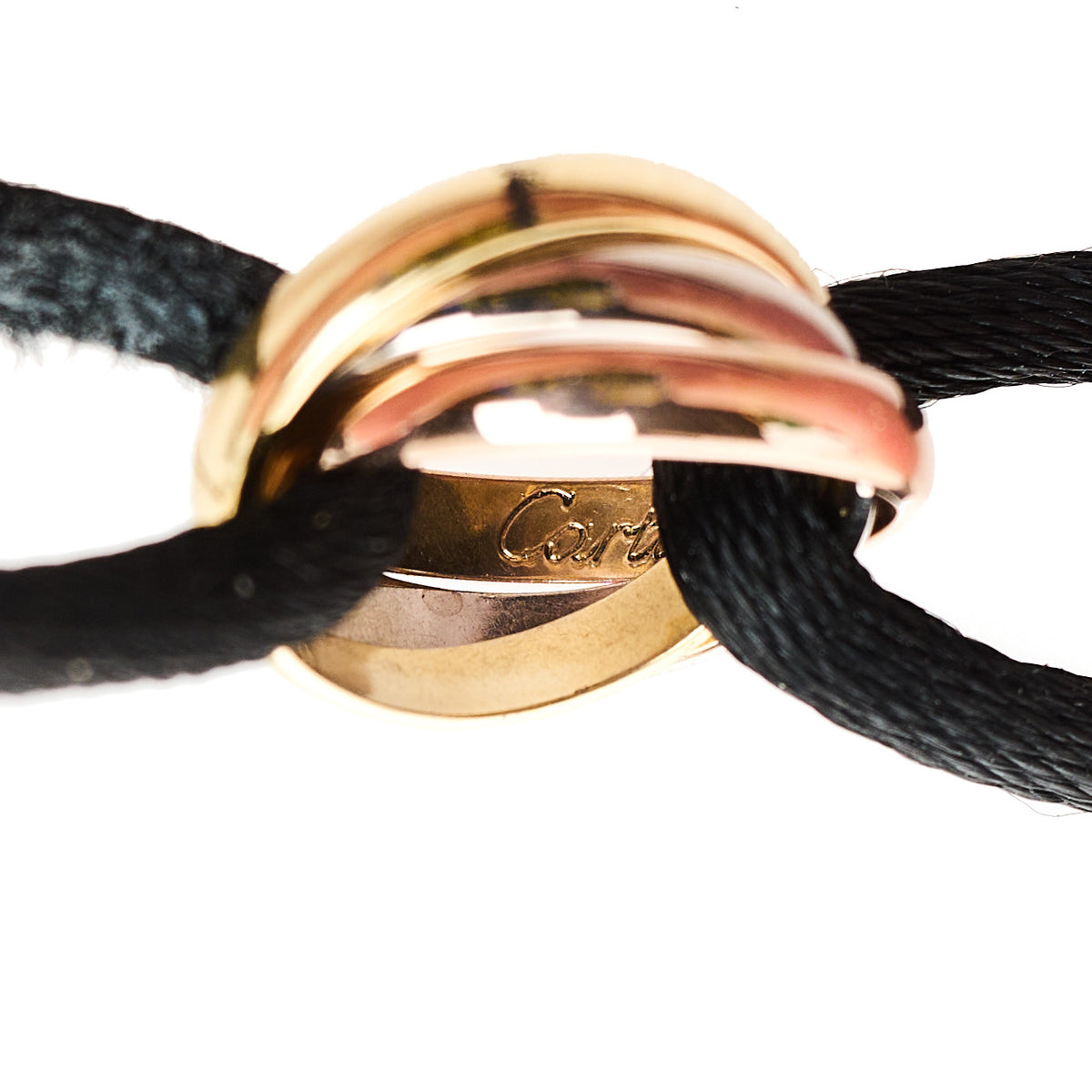 Cartier 18k Pink Yellow White Gold Trinity Adjustable Cord Bracelet Black 6 of 7