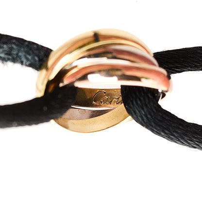 Cartier 18k Pink Yellow White Gold Trinity Adjustable Cord Bracelet Black 6 of 7