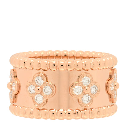 Van Cleef & Arpels 18K Rose Gold Diamond Small Perlee Clovers Ring 48/4.5 3 of 4