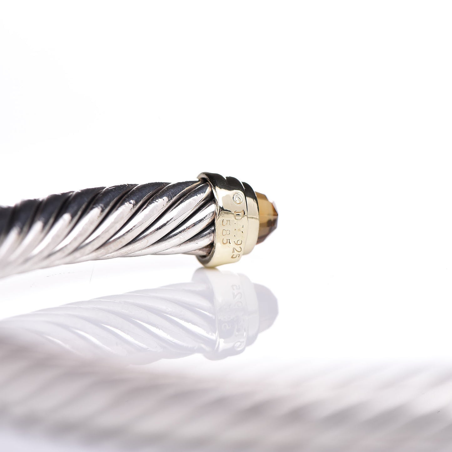 Sterling Silver 14K Yellow Gold Citrine 5mm Cable Classics Petite Color Bracelet