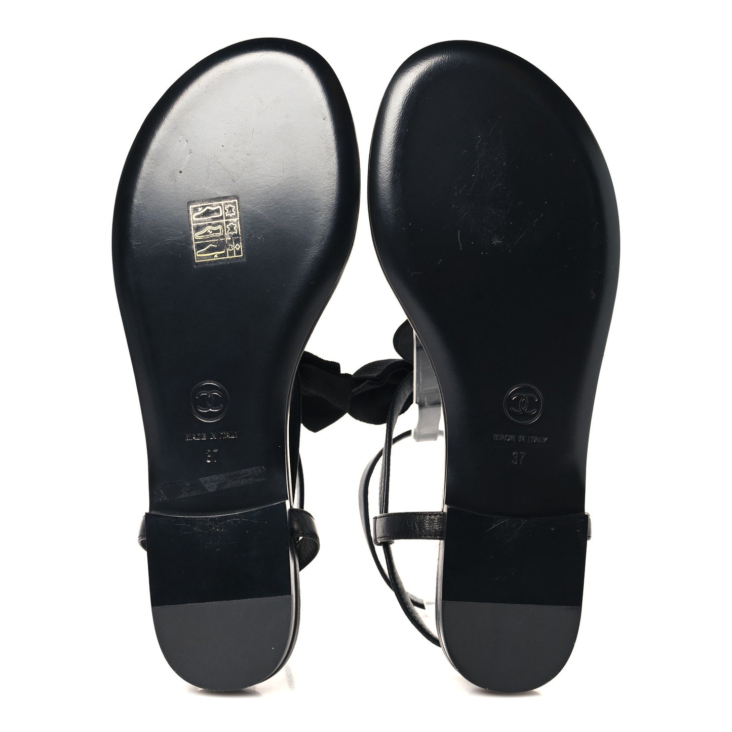 Lambskin Grosgrain Camellia Thong Sandals 37 Black