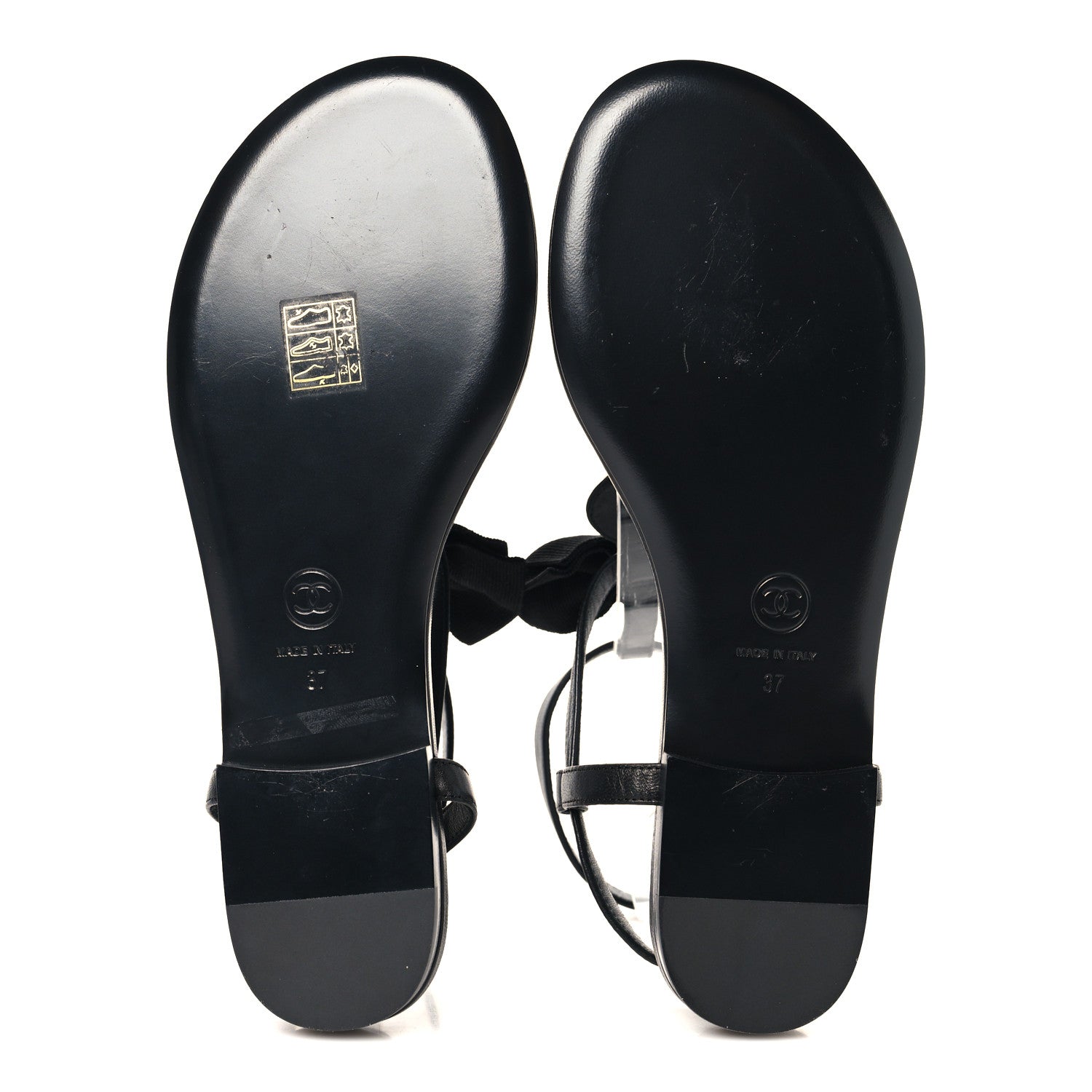 Chanel Lambskin Grosgrain Camellia Thong Sandals 37 Black 6 of 9